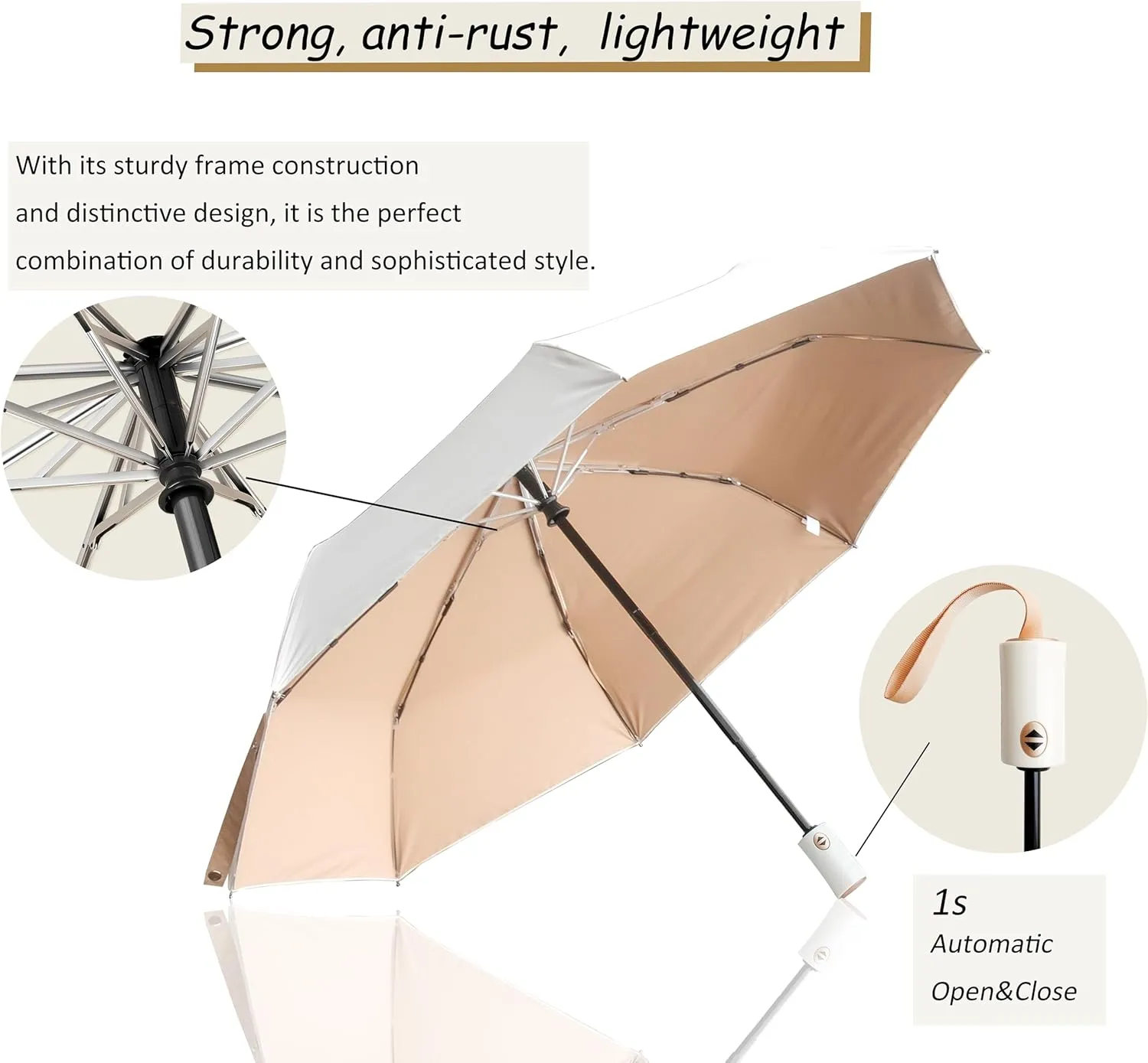 UV Sun Umbrella Compact for Rain Folding Travel Umbrella Automatic Open Close UPF 50  Windproof Rainproof