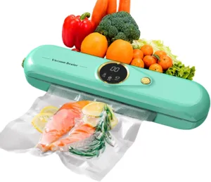 Vacuum Sealer Machine for Food Preservation, Compact Food Saver with Dry & Moist Modes, One-Touch Auto Sealing, Includes 3 Vacuum Seal Bags, Space-Saving Design for Home Kitchen Use