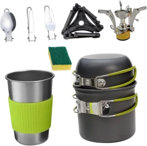 VANZACK 1 Set Portable Camping Cookware Aluminum Alloy Cooking Pan Silverware Utensils Set Outdoor Cooking Kit for Hiking