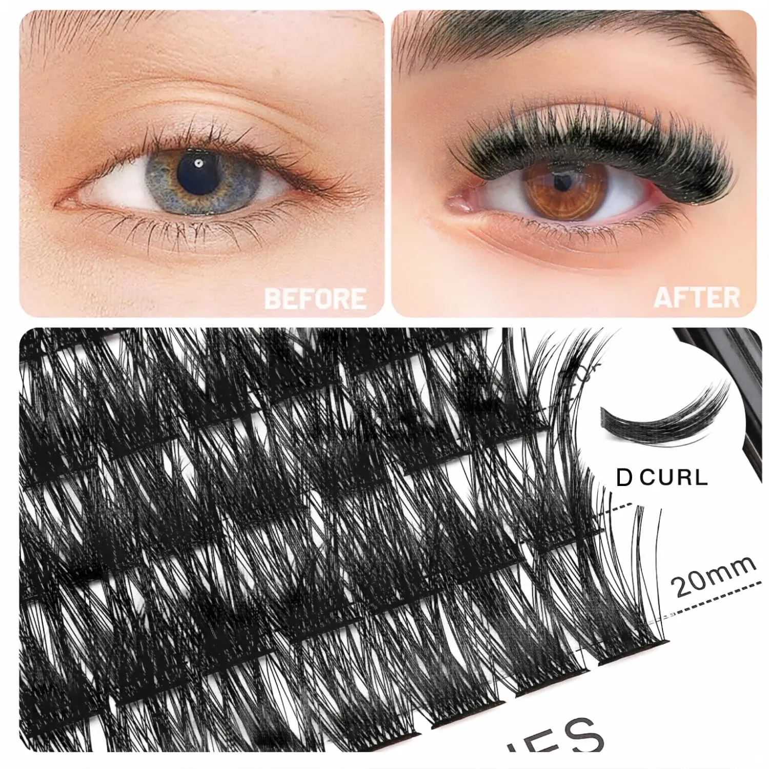 →VAYATOR Lashes Mixed Kit/False Lashes Lash Bond & Seal Kit Multiple styles To Choose 8-20mm Mix D Curl/DD Curl Makeup Cluster Grafting Eyelashes Individual Extension (10-16mm Mixed Lashes Kit)