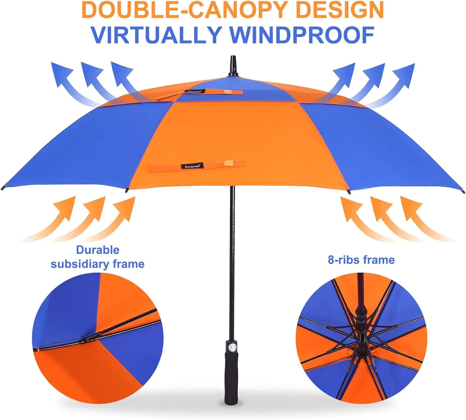 Vented Golf Umbrella 54/62/68 Inch Automatic Extra Large Windproof Oversize Stick Rain Umbrellas For Man and Woman Can Shade For Golfer And Family
