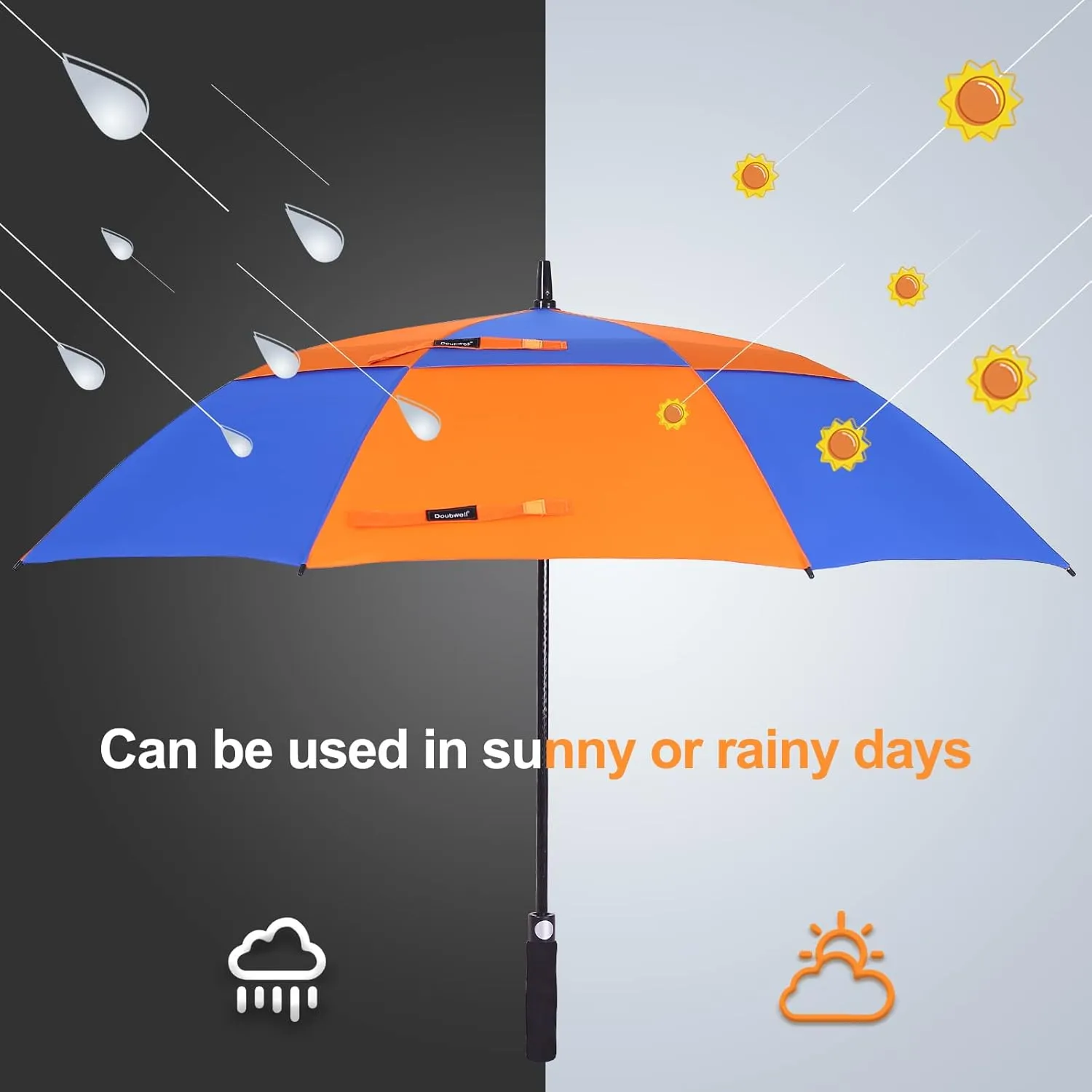 Vented Golf Umbrella 54/62/68 Inch Automatic Extra Large Windproof Oversize Stick Rain Umbrellas For Man and Woman Can Shade For Golfer And Family