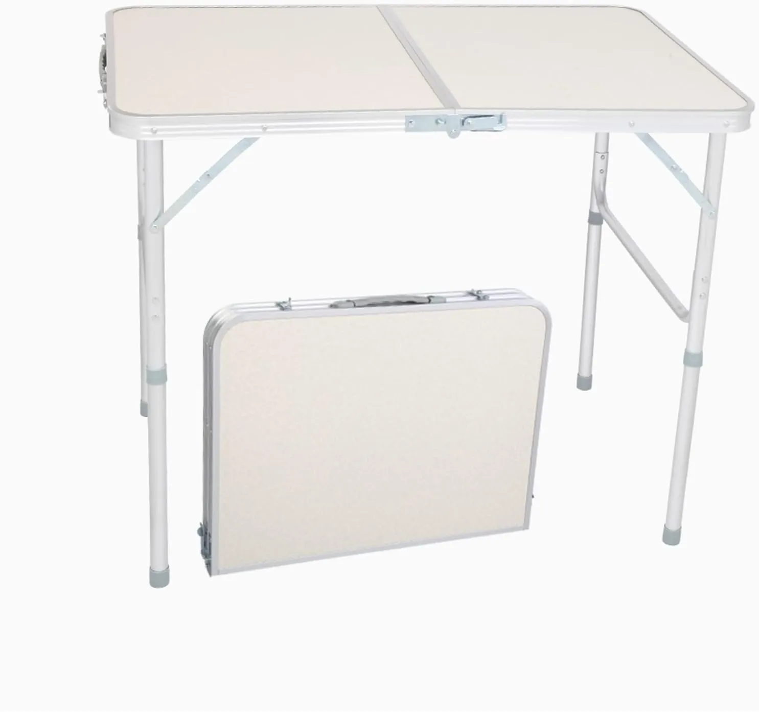 VERYKE Aluminum Alloy Folding Table Portable Camping Table Waterproof and Rust Resistant Portable Desk with Handle Case for Outdoor Camp Traveling Beach 35.43 x 23.62 x 27.56（White）
