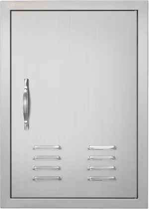 VEVOR BBQ Access Door, 17W x 24H Inch Single Outdoor Kitchen Door, Stainless Steel Flush Mount Door, Wall Vertical Door with Handle, Vents and Hook, for BBQ Island, Grilling Station, Outside Cabinet