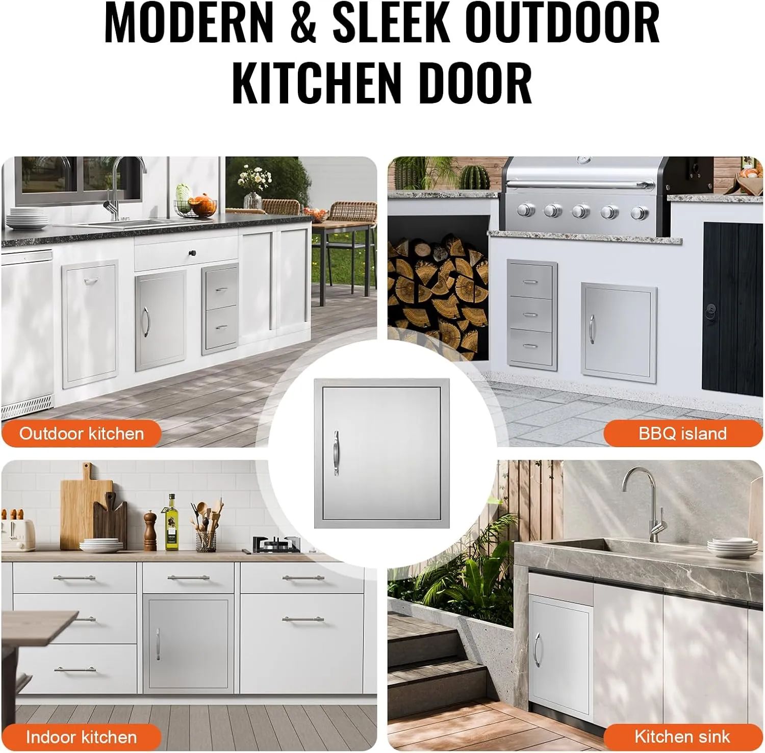 VEVOR BBQ Access Door 18W x 20H Inch, Vertical Single BBQ Door Stainless Steel, Outdoor Kitchen Doors for BBQ Island, Grill Station, Outside Cabinet
