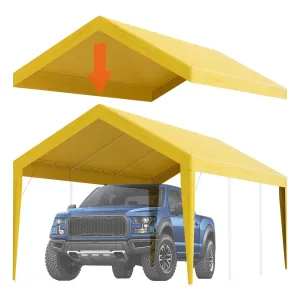 VEVOR Carport Replacement Canopy Cover 10 x 20 ft, Garage Top Tent Shelter Tarp Heavy-Duty Waterproof & UV Protected, Easy Installation with Ball Bungees,Beige (Only Top Cover, Frame Not Include)