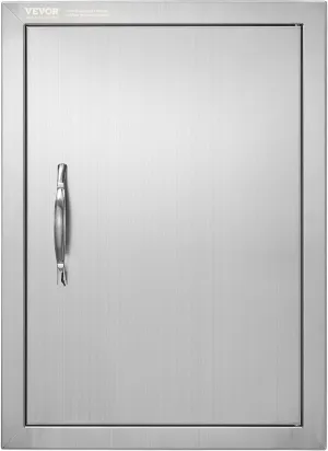 VEVOR Outdoor BBQ Access Door, 16W x 22H Inch, Stainless Steel Flush Mount, Vertical Door with Handle for Grilling Station