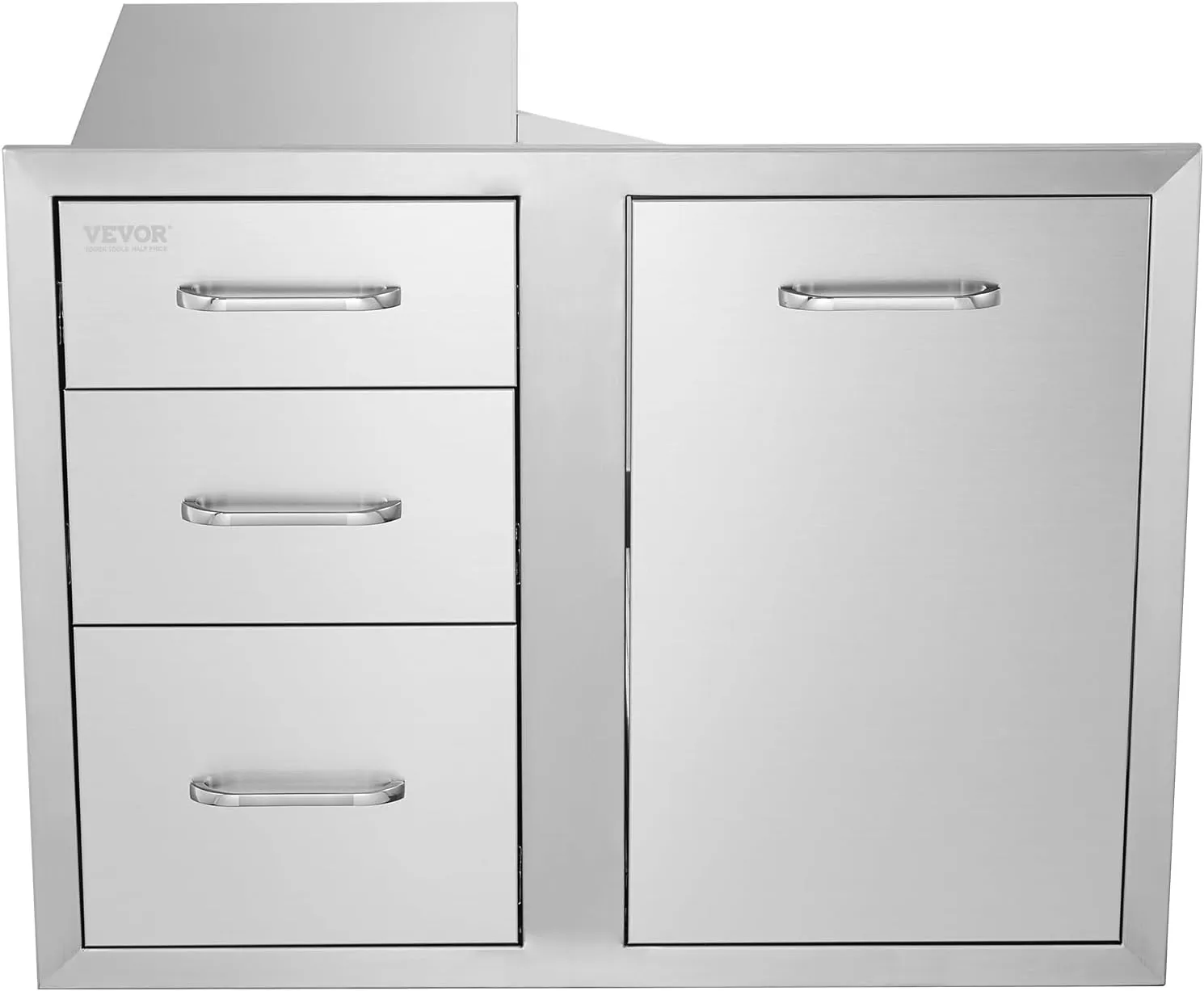 VEVOR Outdoor Kitchen Door Drawer Combo 29.5"W x 22.6"H x 21.7"D, Access Door/Triple Drawers with Propane Drawer and Adjustable Garbage Ring, Perfect for BBQ Island Patio Grill Station