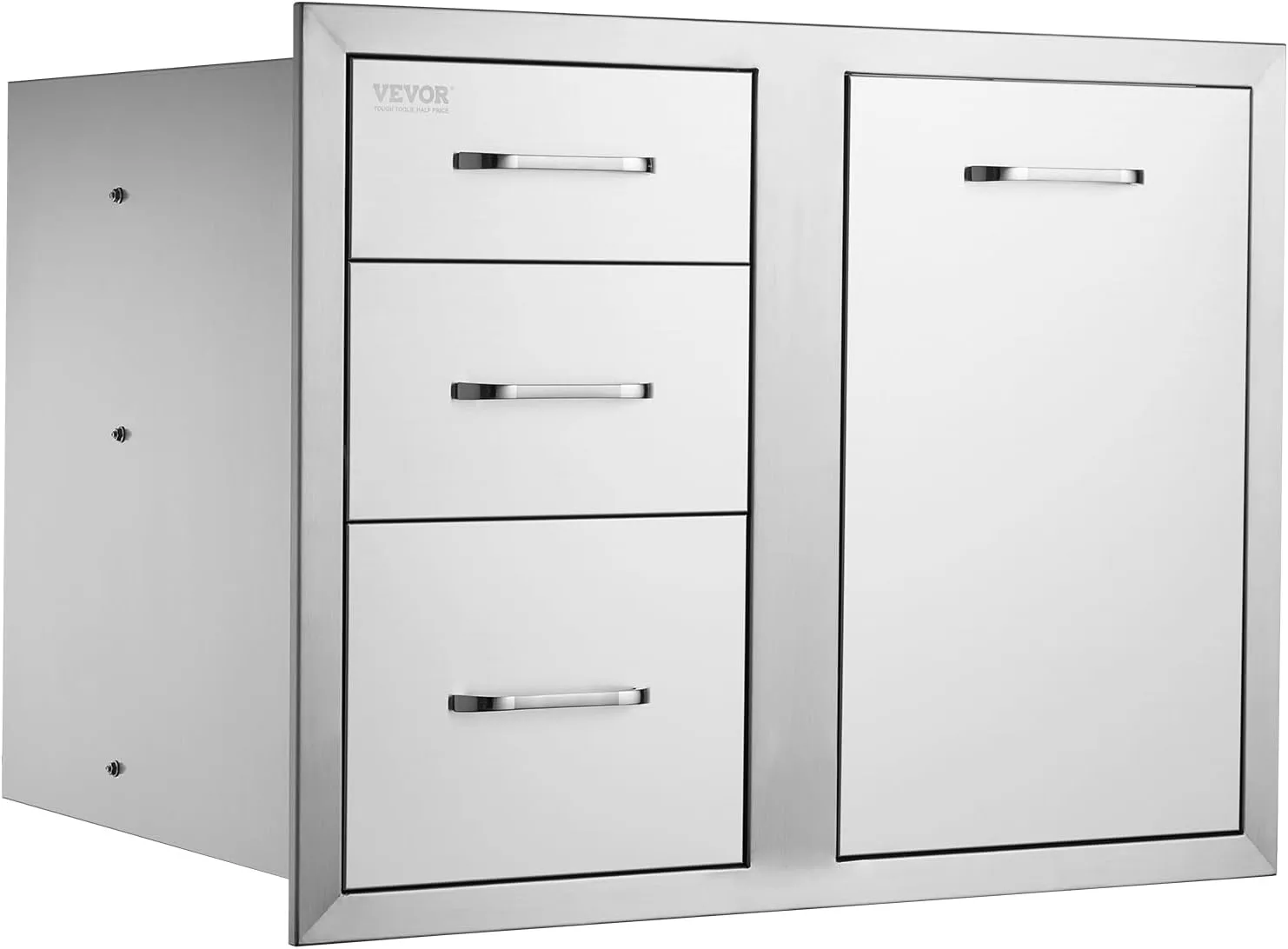 VEVOR Outdoor Kitchen Door Drawer Combo 29.5"W x 22.6"H x 21.7"D, Access Door/Triple Drawers with Propane Drawer and Adjustable Garbage Ring, Perfect for BBQ Island Patio Grill Station