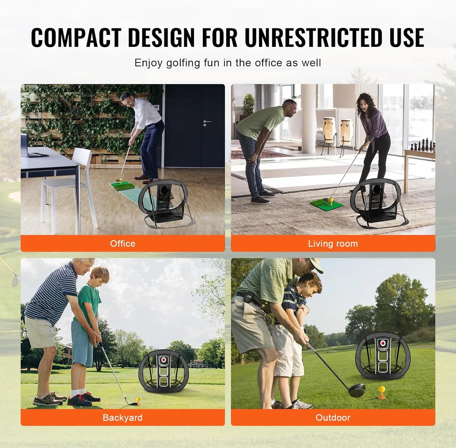 VEVOR Pop Up Golf Practice Net, Portable Indoor Outdoor Home Golf Hitting Aid Net with Target and Carry Bag, for Backyard Driving Training Swing, Gift for Men