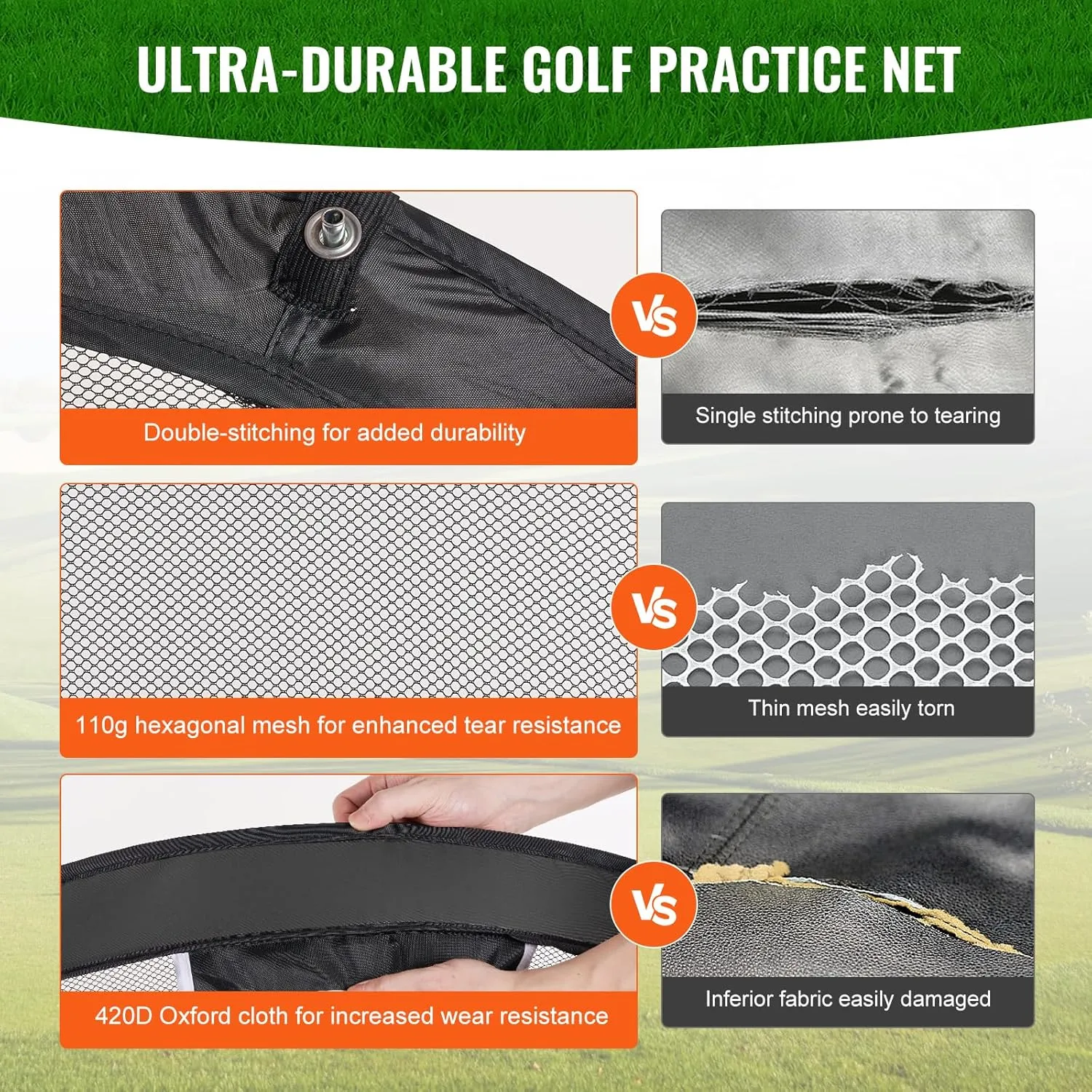 VEVOR Pop Up Golf Practice Net, Portable Indoor Outdoor Home Golf Hitting Aid Net with Target and Carry Bag, for Backyard Driving Training Swing, Gift for Men
