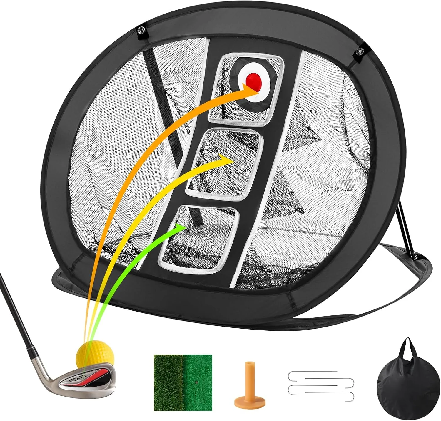 VEVOR Pop Up Golf Practice Net, Portable Indoor Outdoor Home Golf Hitting Aid Net with Target and Carry Bag, for Backyard Driving Training Swing, Gift for Men
