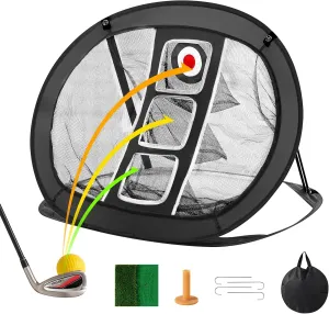 VEVOR Pop Up Golf Practice Net, Portable Indoor Outdoor Home Golf Hitting Aid Net with Target and Carry Bag, for Backyard Driving Training Swing, Gift for Men