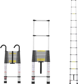 VEVOR Telescoping Ladder, 16.4FT Aluminum Lightweight Extension Ladder, Multi-Button Retraction Collapsible Ladder, 375 LBS Capacity with Non-Slip Feet, Portable Compact Ladders for Home, RV, Loft