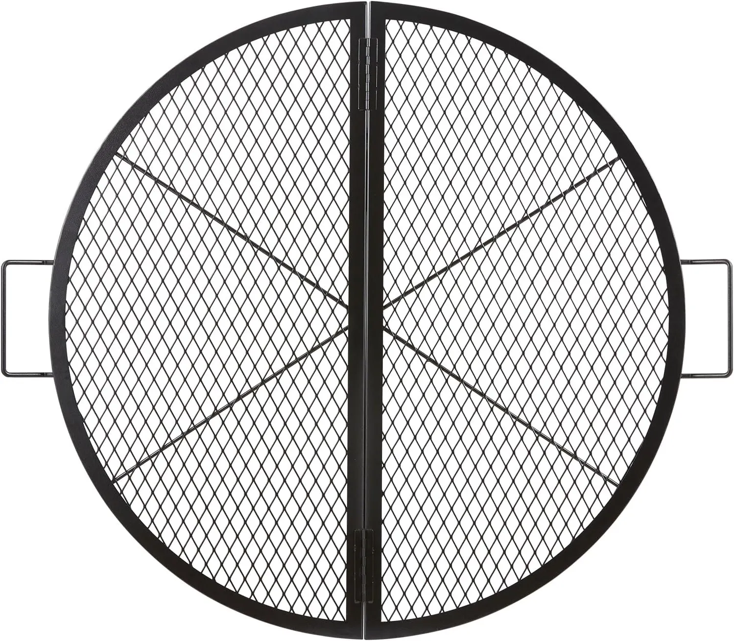 VEVOR X-Marks Fire Pit Grill Grate, Foldable Round Cooking Grate, Heavy Duty Steel Campfire BBQ Grill Grid with Handle and Support X Wire, Portable Camping Cookware for Outside Party, 36 Inch Black