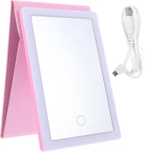 VICASKY Foldable Led Makeup Mirror Touch Control Portable Cosmetic Mirror Three Light Modes for Travel and Desktop Use Premium and Material