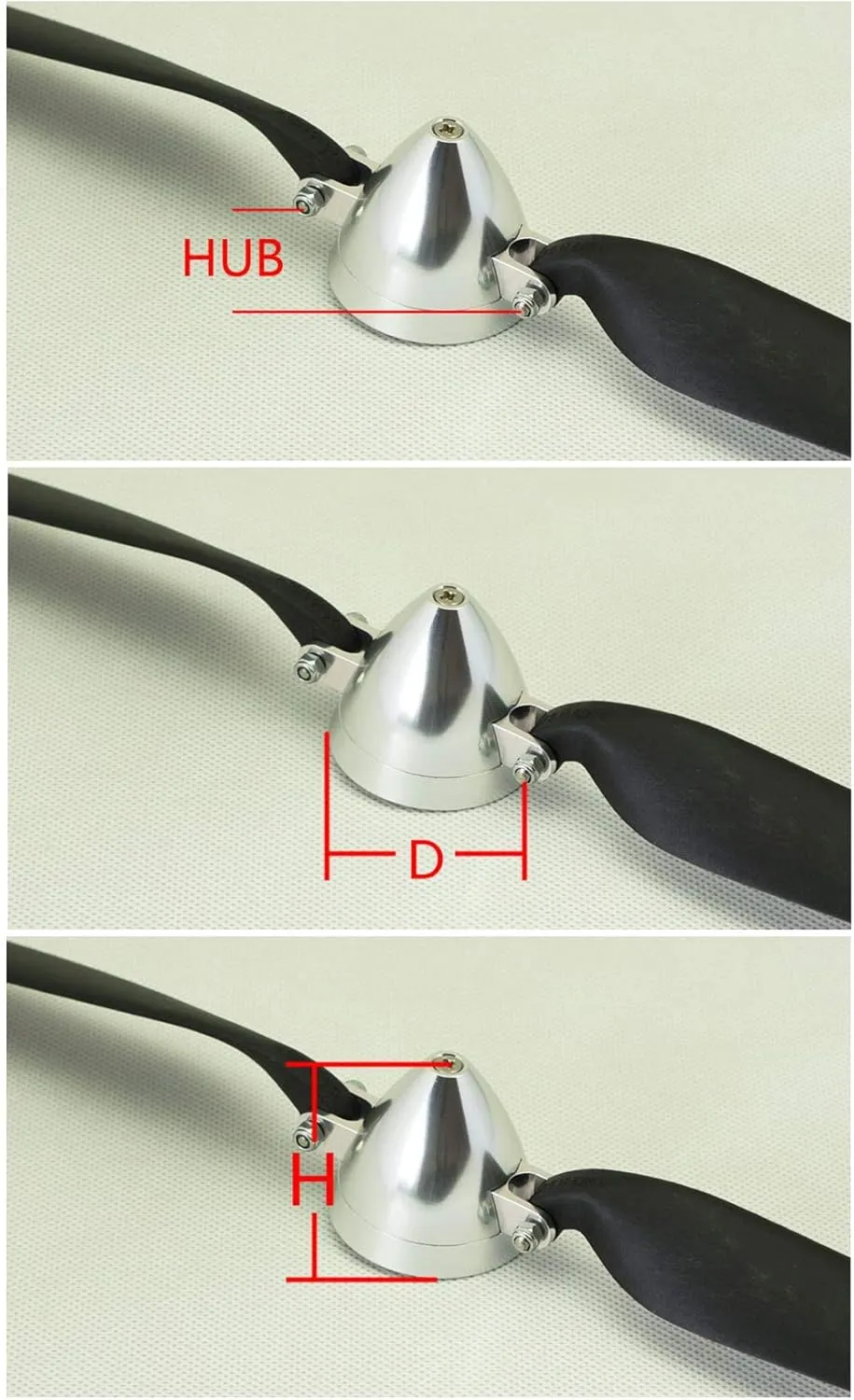 Viloga RC Plane Folding Propeller 9×5 inch w/Spinner Size D28×H27mm, and Motor Shaft Diameter φ3.17 with CNC Aluminum Alloy Spinner (9×5, Shaft Φ3.17)