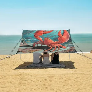 Vintage Lobster Shipwrecks Beach Camping Tent Sun Shelter for Whole Family, Beach Shade Canopy with UPF50  UV Protection,Easy Set Up and Carry,Outdoor Shade for Trips, Fishing, Backyard Fun Pic