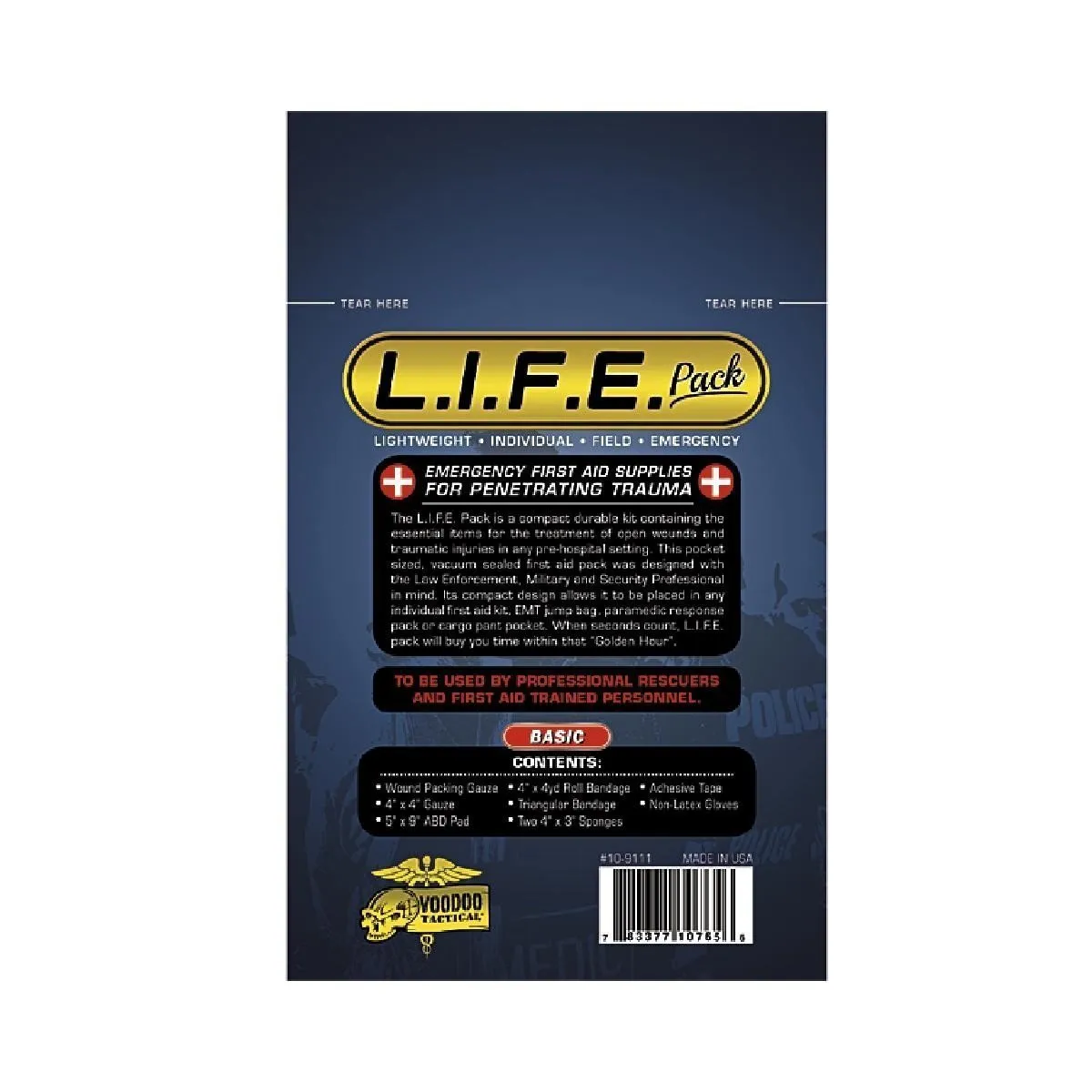 Voodoo Tactical LIFE Pack Basic Trauma First Aid Supplies