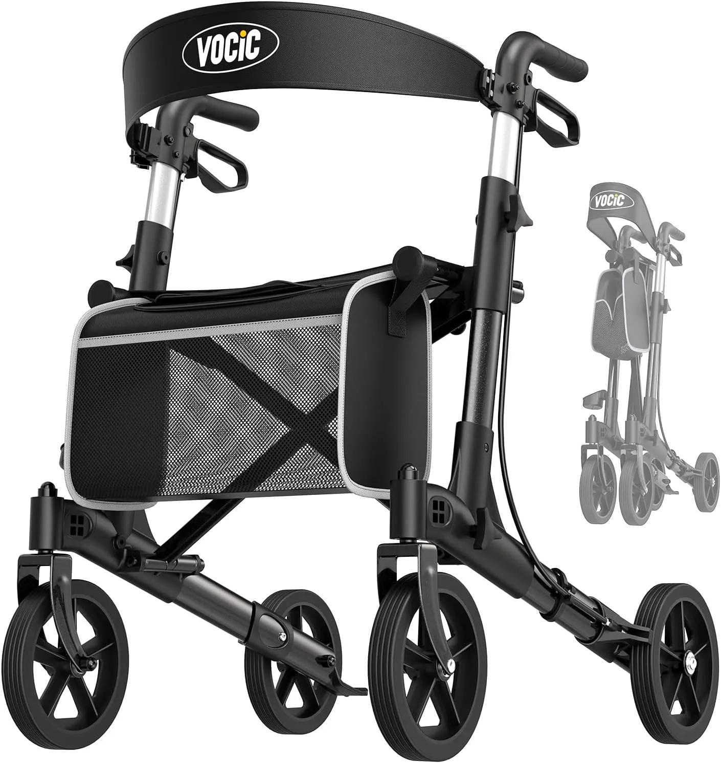 Walkers-for-Seniors-with-Seat, Lightweight Rollator Walker with Seat and Brakes, Folding Rolling Walker with Wheels, All Terrain-FSA HSA