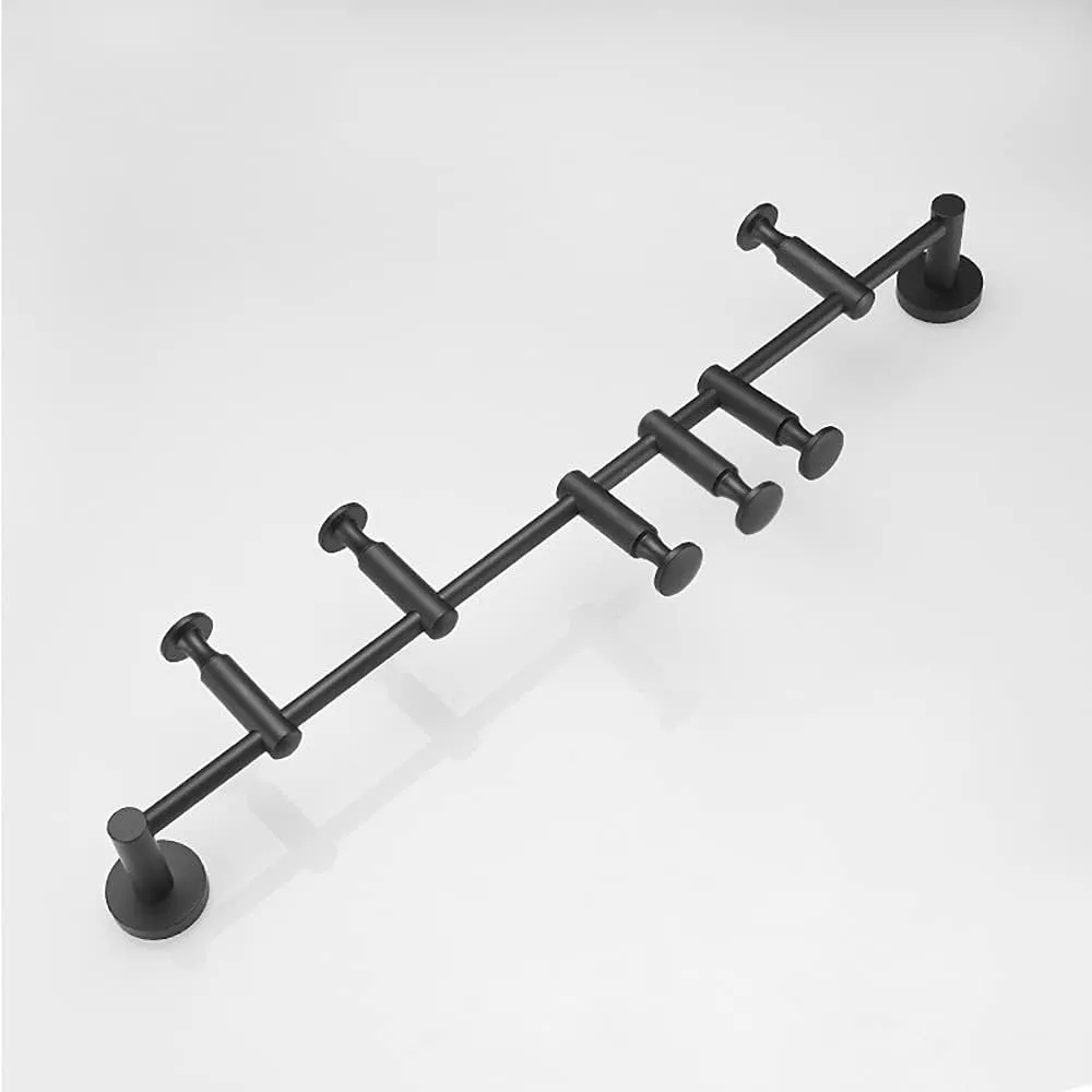 Wall Mounted Metal Vertical Tree Branch Coat Rack, 6 Adjustable Movable Rotatable Hooks, 24'' Wall Hanger Coat Hat Holder Suitable for Scarves Clothes Robe Handbags Towel (Black)