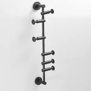 Wall Mounted Metal Vertical Tree Branch Coat Rack, 6 Adjustable Movable Rotatable Hooks, 24'' Wall Hanger Coat Hat Holder Suitable for Scarves Clothes Robe Handbags Towel (Black)