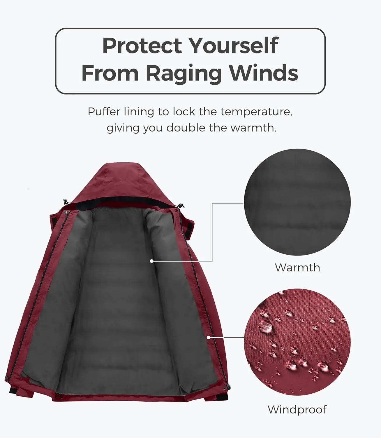 wantdo Women's 3 in 1 Waterproof Ski Jacket Windproof Winter Snow Coat Snowboarding Jackets Warm Raincoat