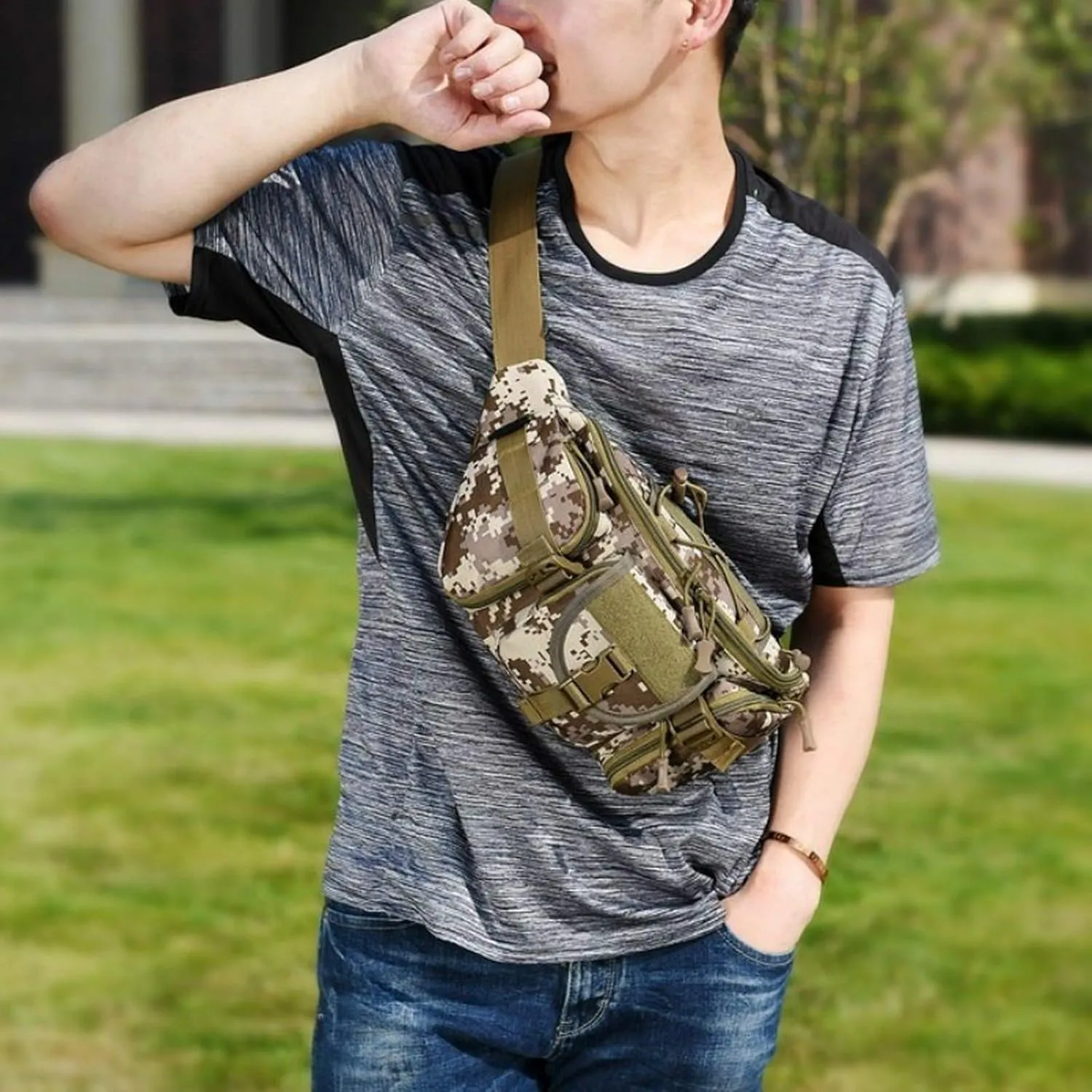 Water Resistant Tactical Waist Pack Bag Military Fanny Packs Hip Belt Bag Pouch for Hiking Climbing Outdoor Bumbag