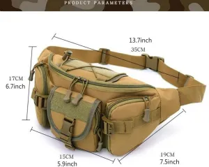 Water Resistant Tactical Waist Pack Bag Military Fanny Packs Hip Belt Bag Pouch for Hiking Climbing Outdoor Bumbag