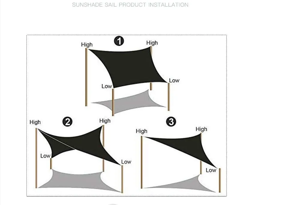 Waterproof 2x5m Sun Shade Sail Patio Sunscreen Awning Canopy Screen