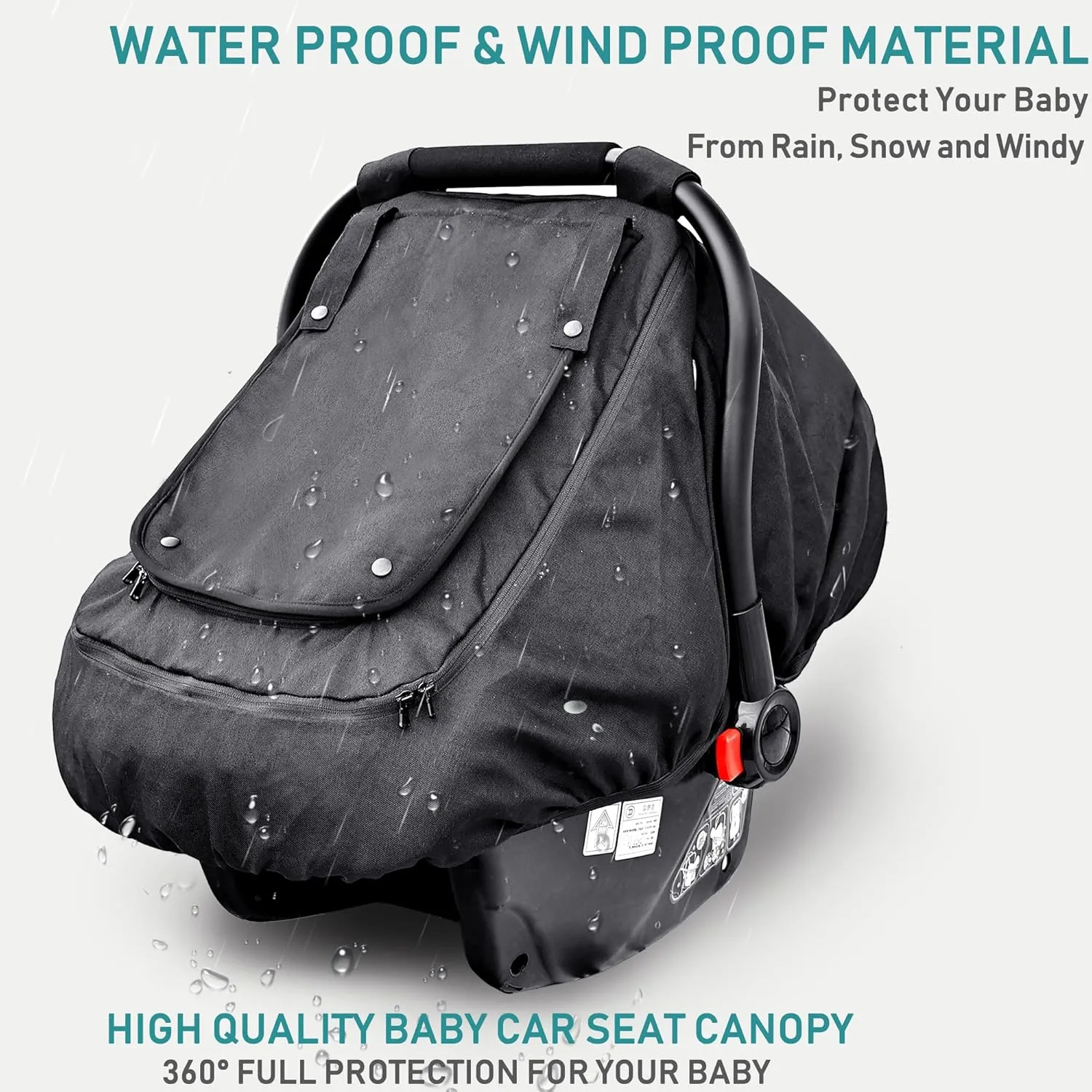 Waterproof Baby Car Seat Cover，YVMVDV Patented Cold Weather Carseat Cover for Babies,Infant Car Seat Cover Canopy for Boy Girls,Windproof Car Seat Canopy, Keeps Babies Warm and Cozy Black