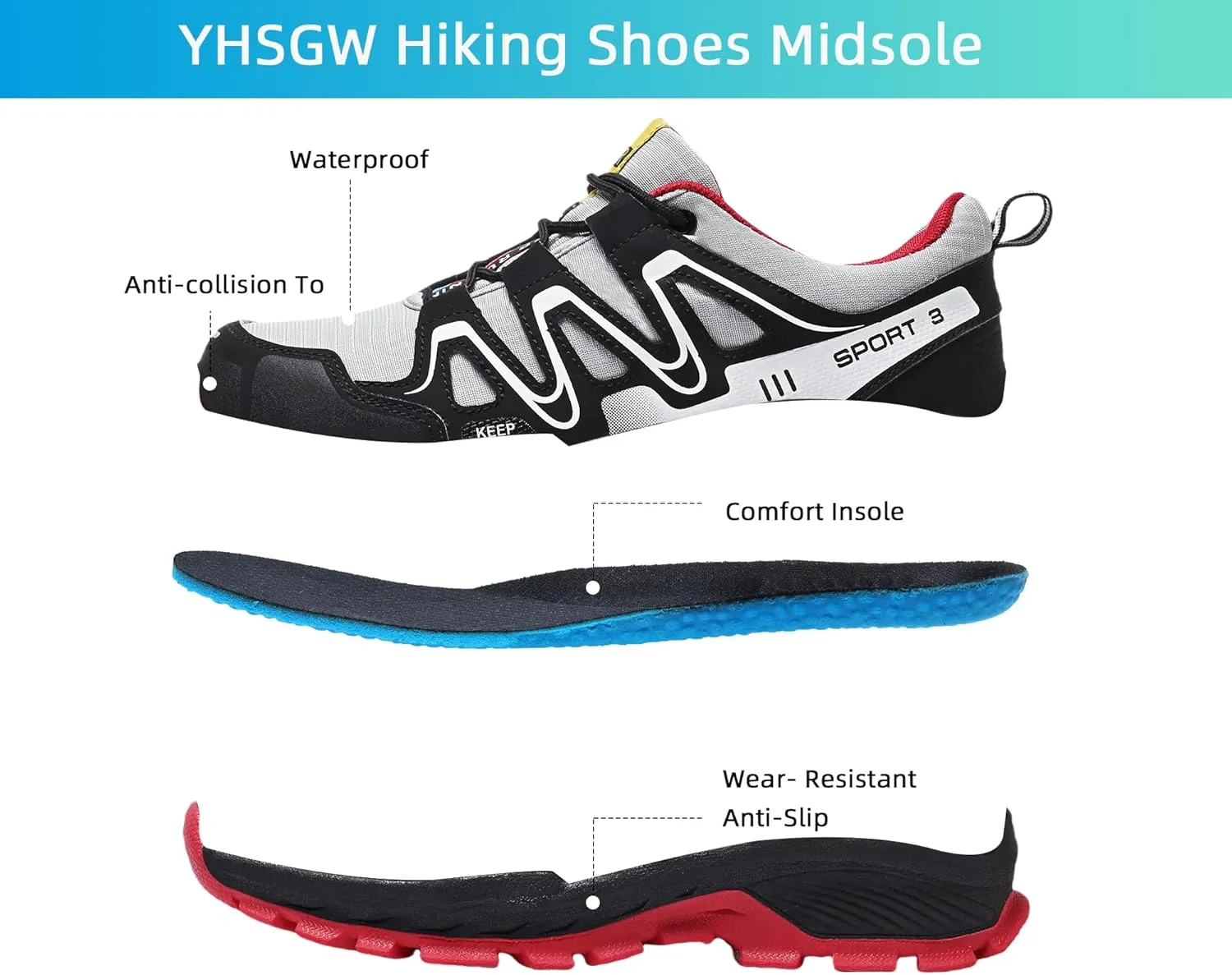 Waterproof Hiking Shoes Women Casual Lace-Up Non-Slip Lightweight Comfortable Running Tennis Fashion Sneakers for Women Walking Trekking Outdoor Shoes