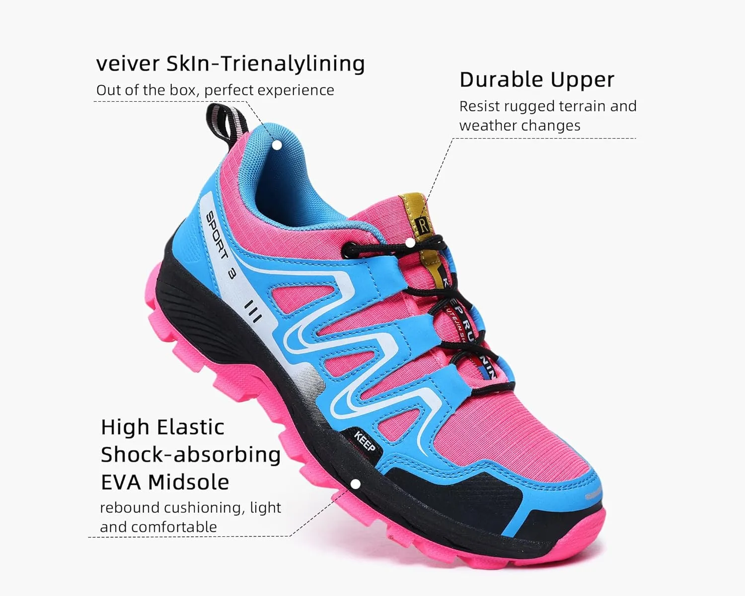 Waterproof Hiking Shoes Women Casual Lace-Up Non-Slip Lightweight Comfortable Running Tennis Fashion Sneakers for Women Walking Trekking Outdoor Shoes