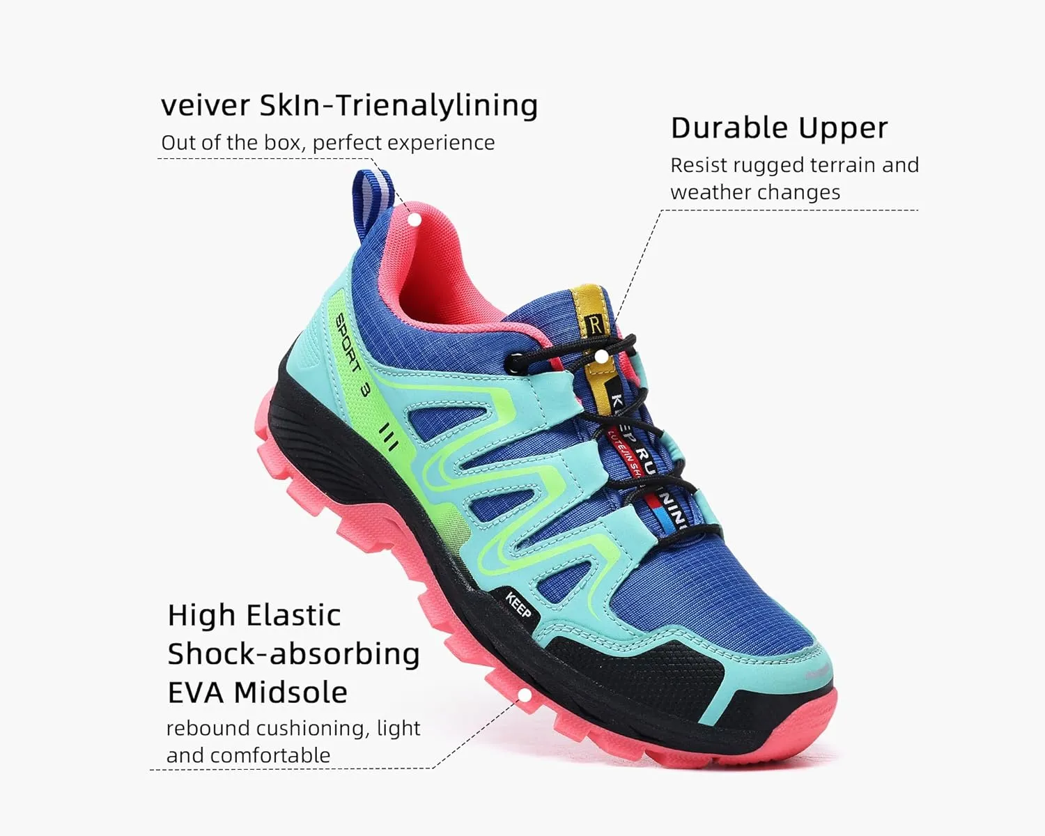 Waterproof Hiking Shoes Women Casual Lace-Up Non-Slip Lightweight Comfortable Running Tennis Fashion Sneakers for Women Walking Trekking Outdoor Shoes