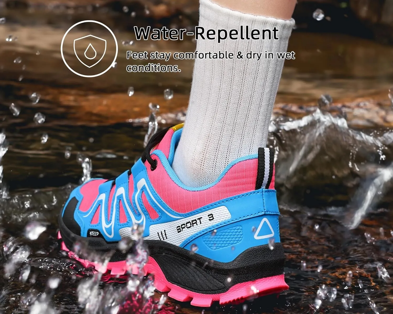 Waterproof Hiking Shoes Women Casual Lace-Up Non-Slip Lightweight Comfortable Running Tennis Fashion Sneakers for Women Walking Trekking Outdoor Shoes