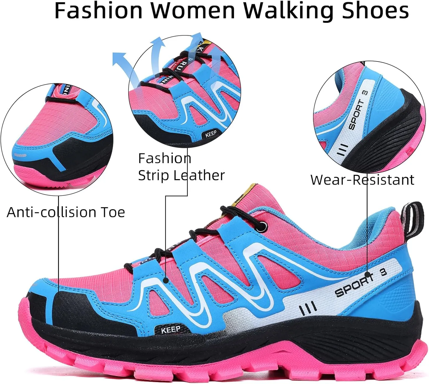 Waterproof Hiking Shoes Women Comfortable Lightweight Non-Slip Trekking Boots Fashion Walking Shoes for Women Tennis Outdoor Sneakers