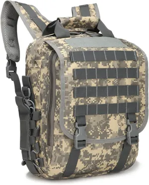 Waterproof Military Tactical Molle Backpack, 14"(inch) Laptop Sling Bag for Hiking Travel Trekking Camping