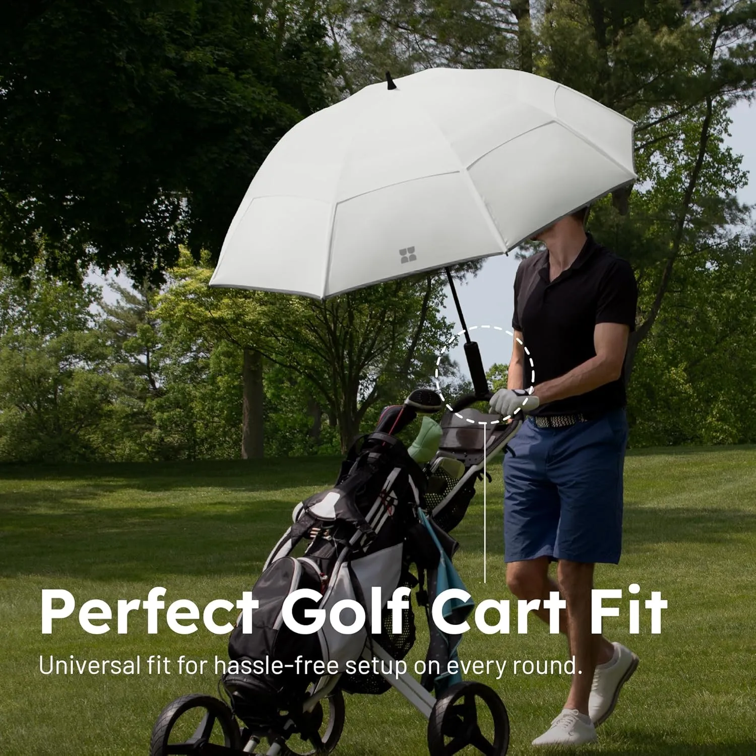Weatherman Umbrella - Golf Lite Umbrella Extra Large Big Oversize Windproof for Golf Bag Push Cart w/ UV Protection - Waterproof Heavy Duty Umbrellas for Rain Sun for Men Women - Resists Up to 55 MPH Winds (Black)