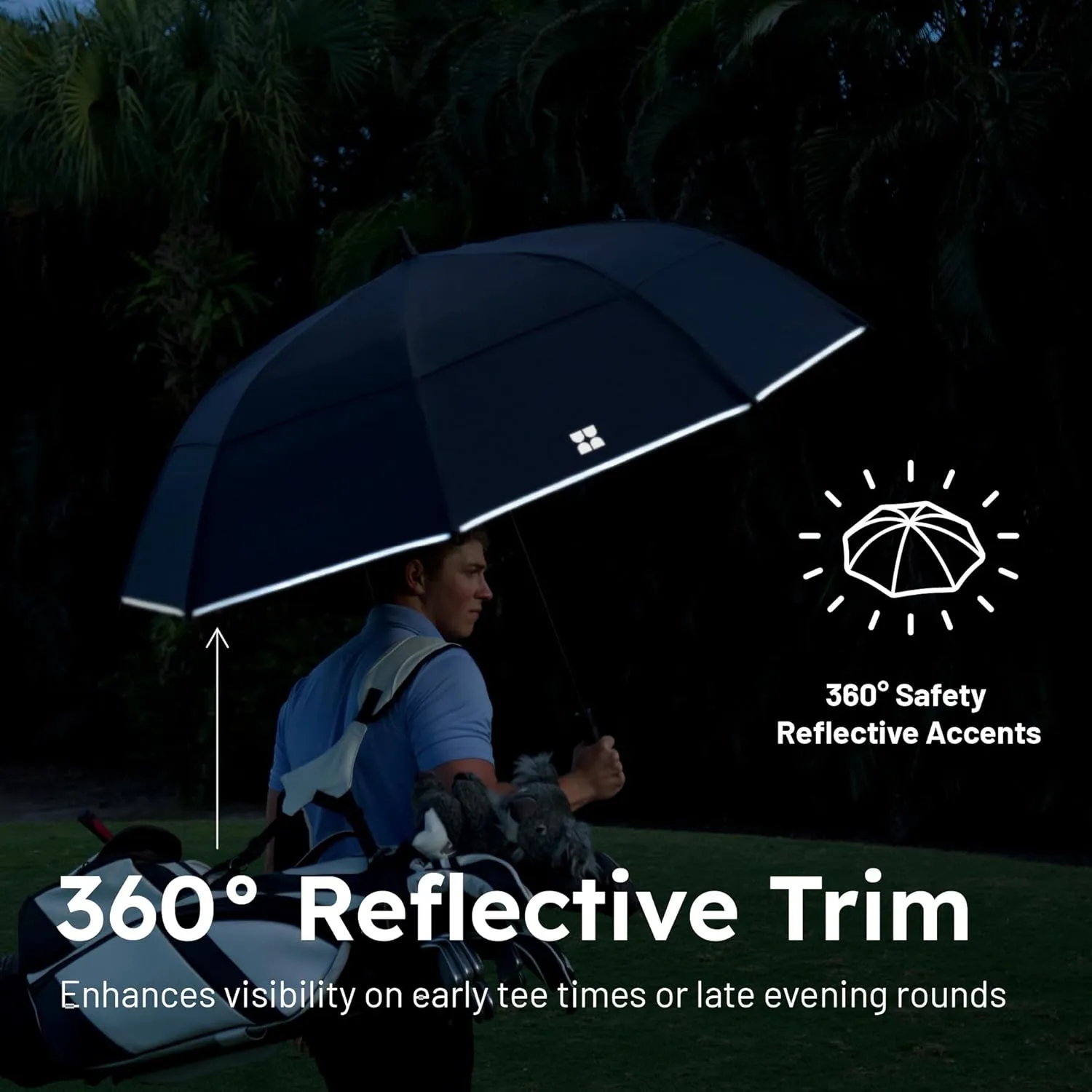 Weatherman Umbrella - Golf Lite Umbrella Extra Large Big Oversize Windproof for Golf Bag Push Cart w/ UV Protection - Waterproof Heavy Duty Umbrellas for Rain Sun for Men Women - Resists Up to 55 MPH Winds (Black)
