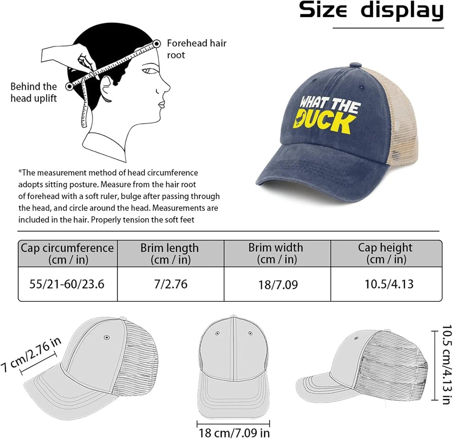 What The Duck Pun Funny Sarcastic Animal Humor Hat for Womens Funny Washed Distressed Baseball Caps