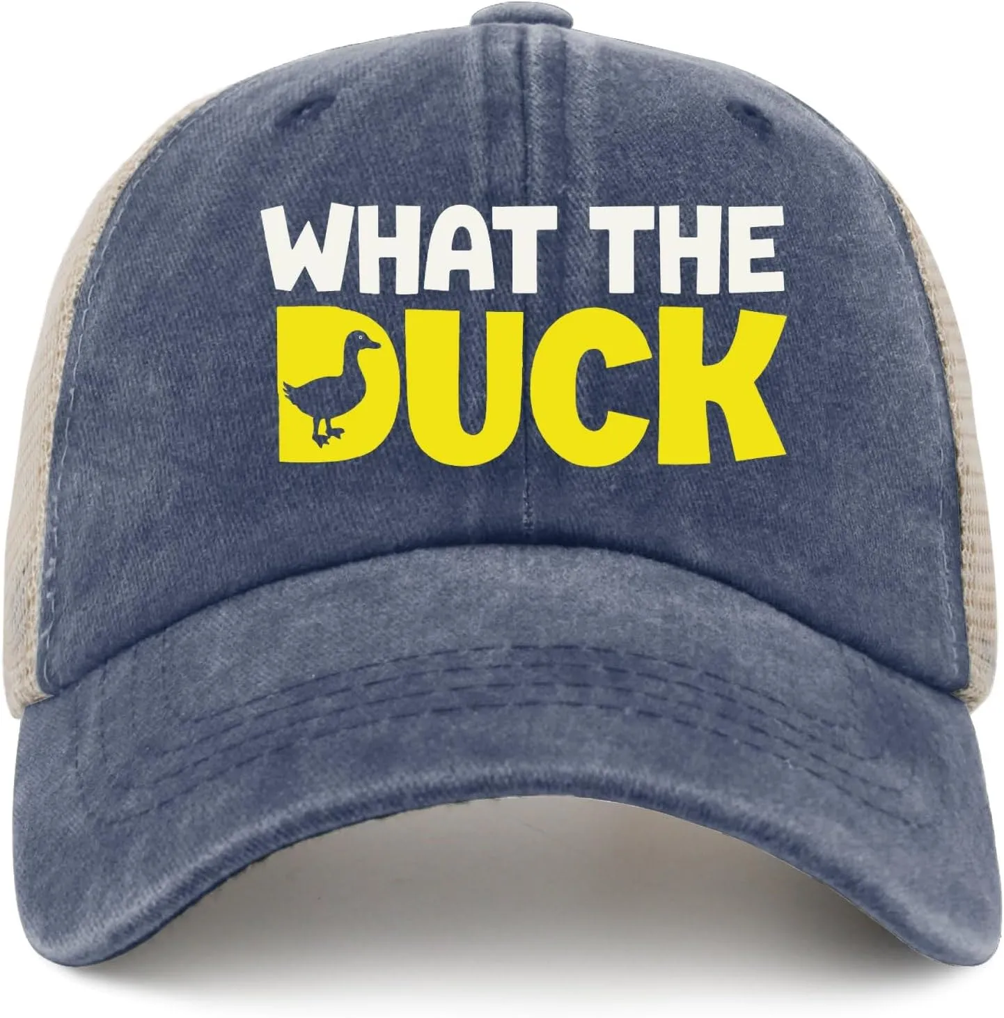 What The Duck Pun Funny Sarcastic Animal Humor Hat for Womens Funny Washed Distressed Baseball Caps