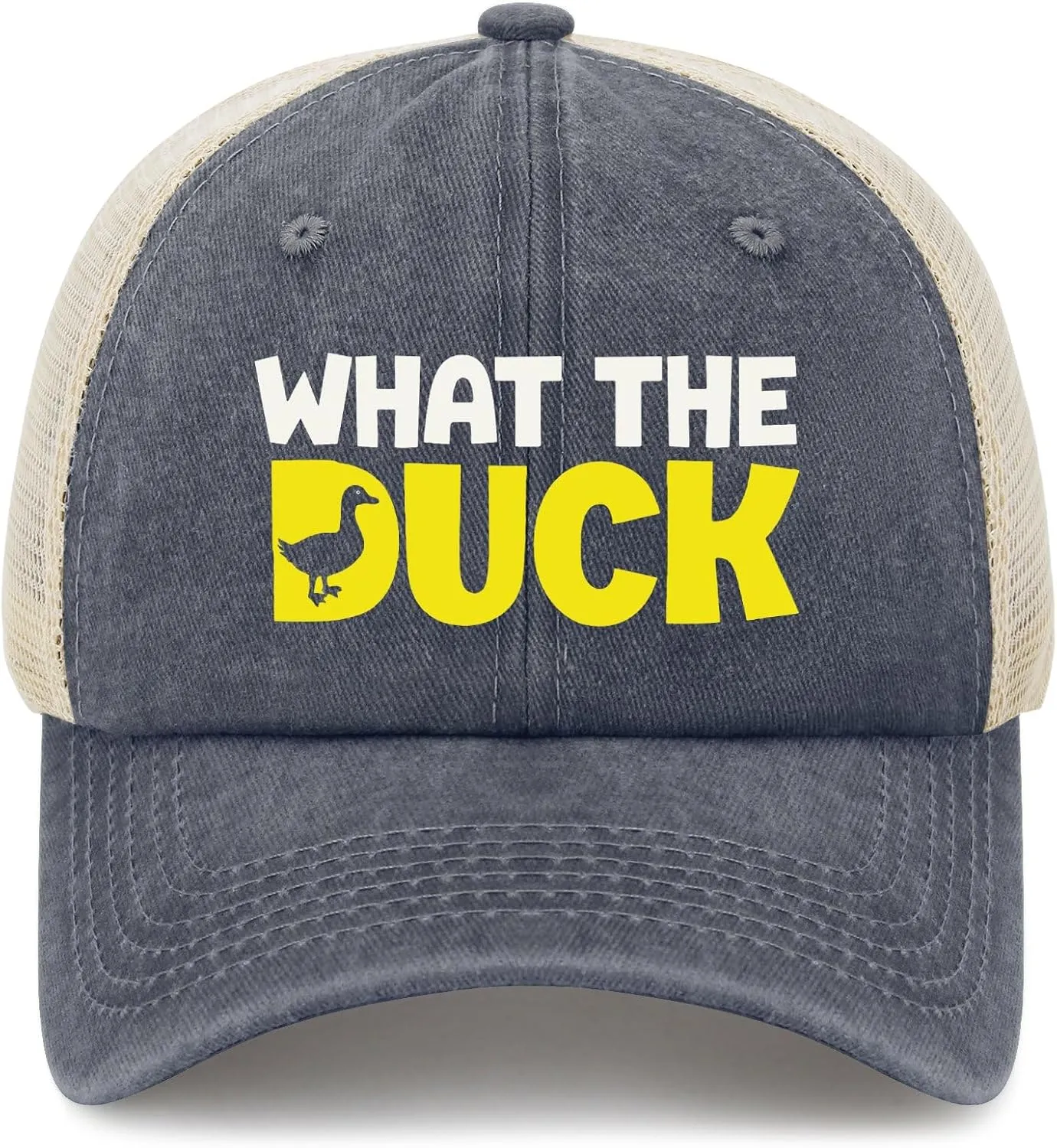 What The Duck Pun Funny Sarcastic Animal Humor Hat for Womens Funny Washed Distressed Baseball Caps