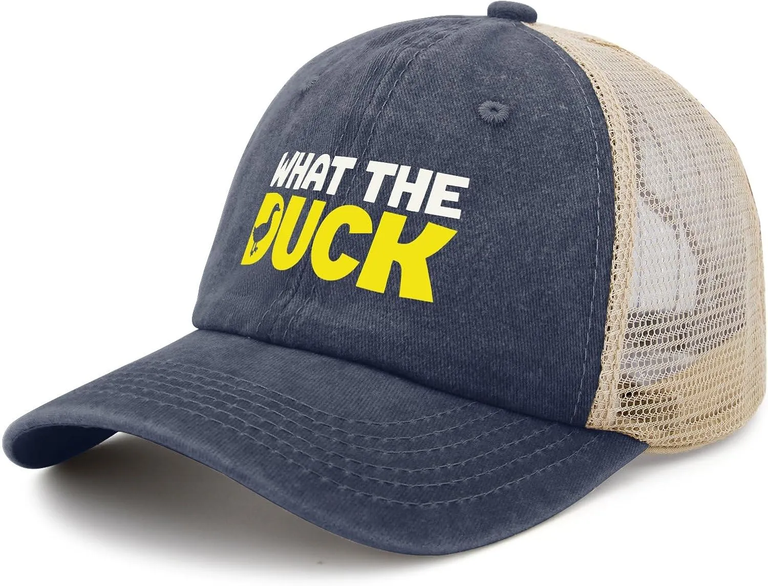 What The Duck Pun Funny Sarcastic Animal Humor Hat for Womens Funny Washed Distressed Baseball Caps