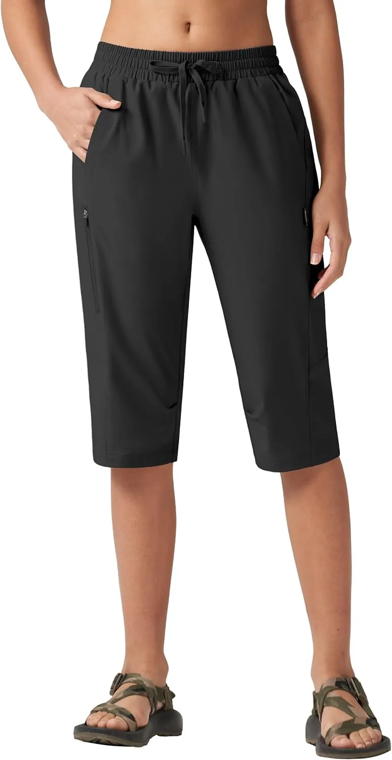 Willit Womens 15" Long Shorts Below Knee Length Capri Hiking Cargo Lightweight Quick Dry Water Resistant Zipper Pocket