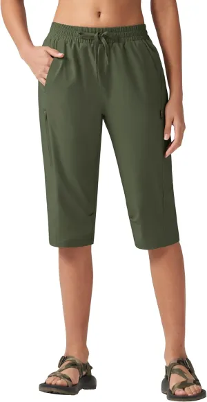 Willit Womens 15" Long Shorts Below Knee Length Capri Hiking Cargo Lightweight Quick Dry Water Resistant Zipper Pocket