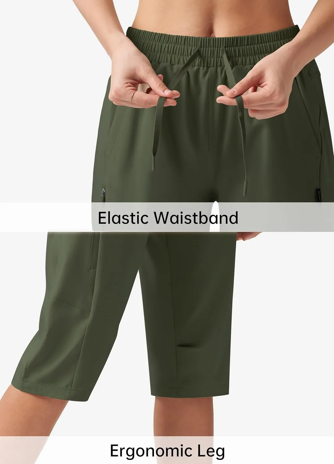 Willit Womens 15" Long Shorts Below Knee Length Capri Hiking Cargo Lightweight Quick Dry Water Resistant Zipper Pocket
