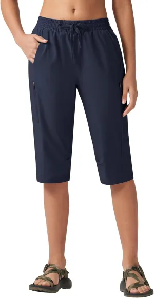 Willit Womens 15" Long Shorts Below Knee Length Capri Hiking Cargo Lightweight Quick Dry Water Resistant Zipper Pocket