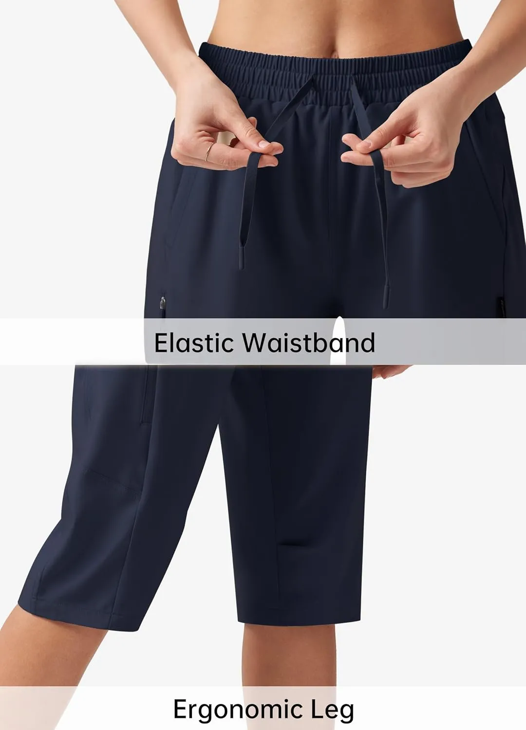 Willit Womens 15" Long Shorts Below Knee Length Capri Hiking Cargo Lightweight Quick Dry Water Resistant Zipper Pocket