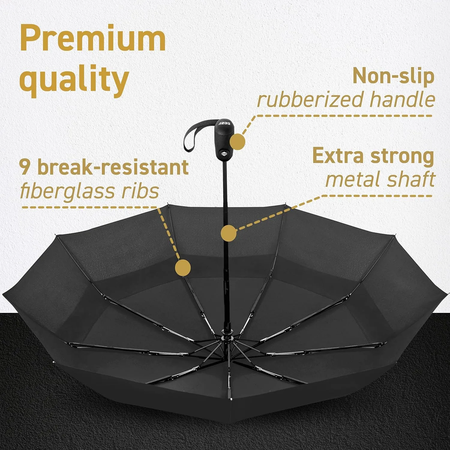 Windproof Travel Umbrellas for Rain - Lightweight, Strong, Compact with & Easy Auto Open/Close Button for Single Hand Use - Double Vented Canopy for Men & Women