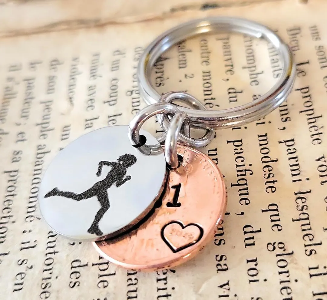 Womans Half Marathon, Runner Charm, Key Chain, 13.1, 2025 Penny, Race Day, Award, Milestone Piece